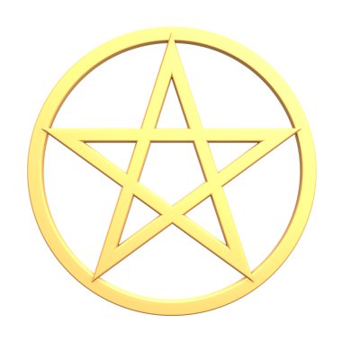 Gold pentagram isolated on white clipart