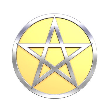 Gold-silver pentagram isolated on white clipart