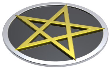 altın-siyah üzerine beyaz izole pentagram