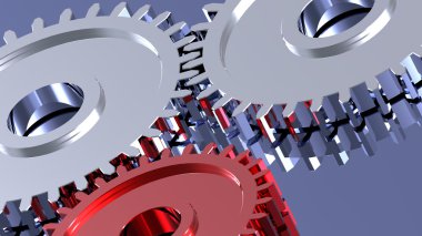 Steel gears in connection with red one clipart