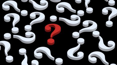 White question marks with red one. clipart