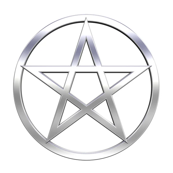 Chrom-Pentagramm isoliert auf weiß — Stockfoto