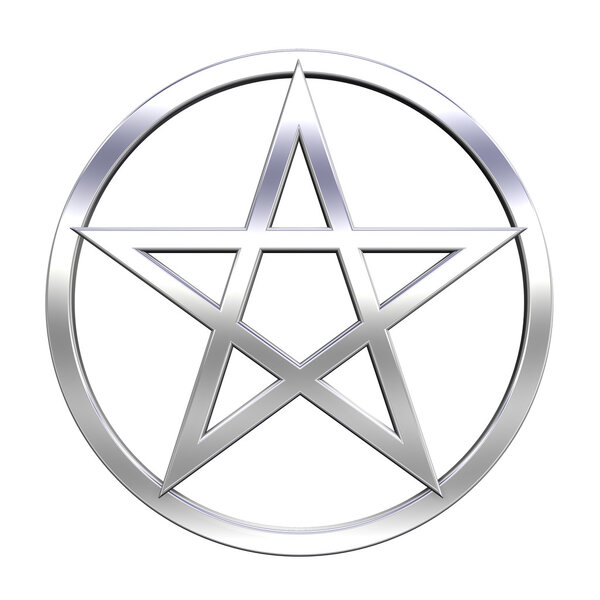 Chrome pentagram isolated on white