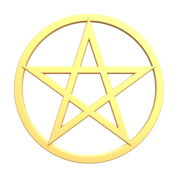 Gouden pentagram geïsoleerd op wit — Stockfoto