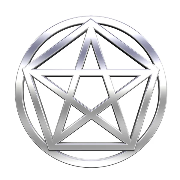 Chrome pentagram geïsoleerd op wit — Stockfoto