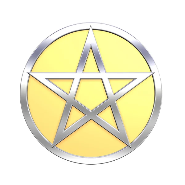 Χρυσός-ασήμι pentagram απομονωθεί σε λευκό — Φωτογραφία Αρχείου