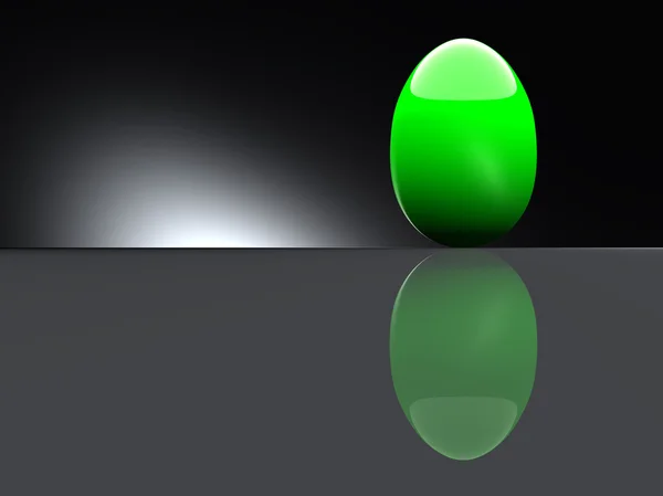 검은 배경에 녹색 빛나는 계란. — 스톡 사진