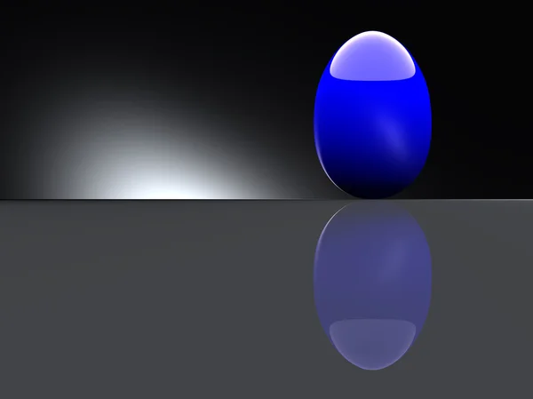 Lesklé modré vajíčko na černém pozadí. — Stock fotografie
