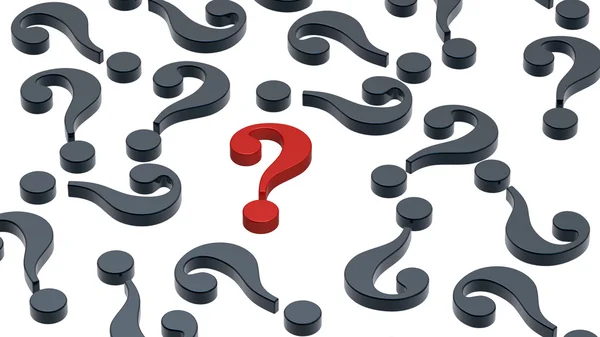 Black question marks with red one — Stock Photo, Image