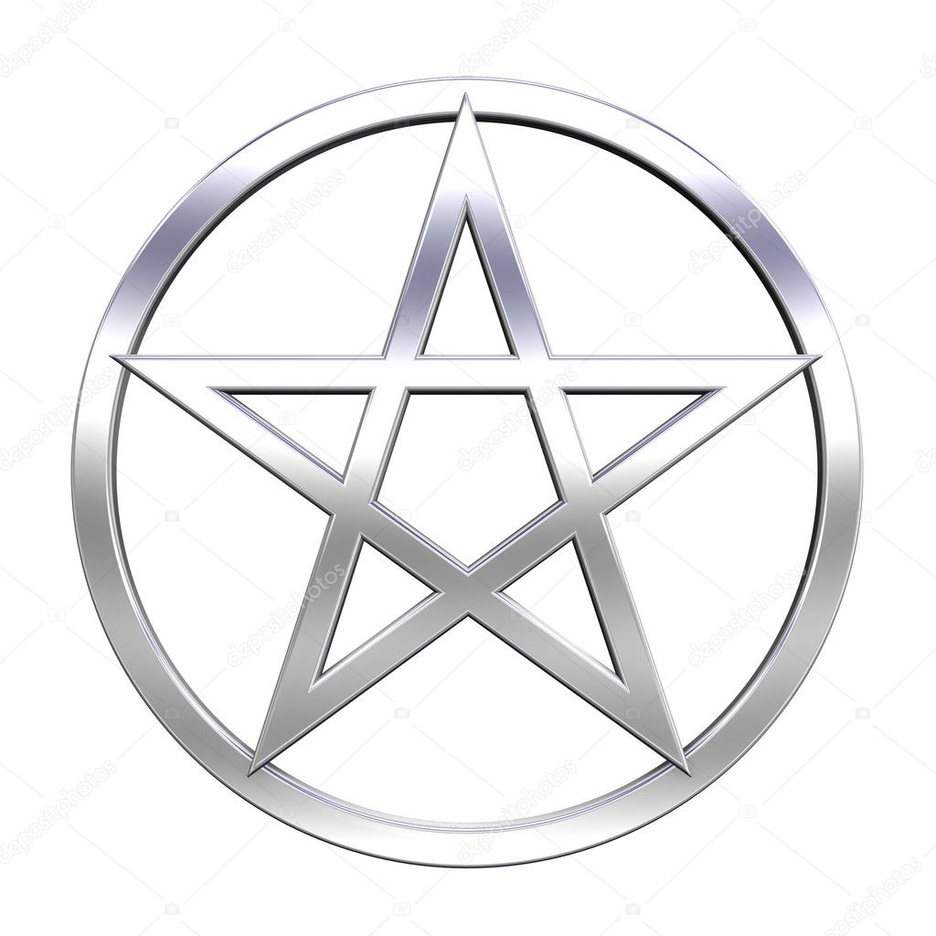 Chrome pentagram isolated on white