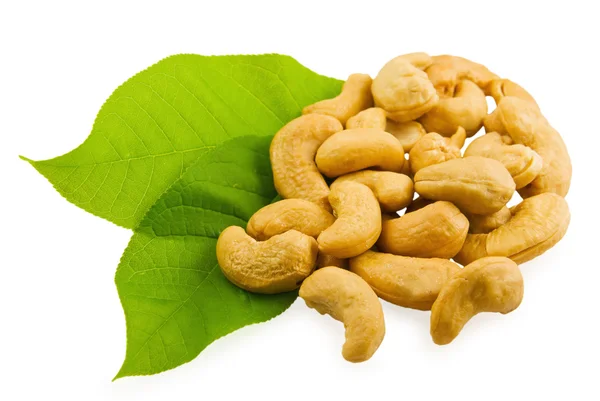 Cashew and green leaves — Stock Photo, Image