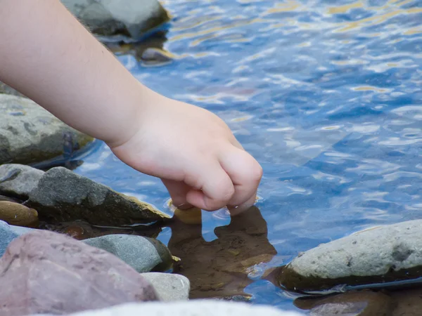 Water and child hand. Stock Photo