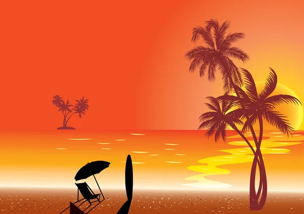 サーフィンと熱帯の図. — ストックベクタ