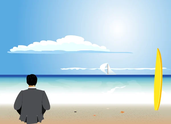 Liikemies levätä rannalla — vektorikuva