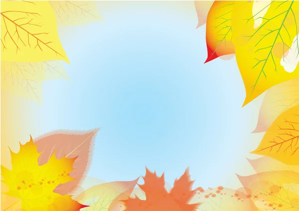 Abstrakt baggrund med efterårsblade og blå – Stock-vektor
