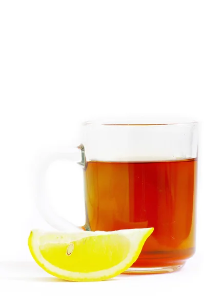 Glass cup of tea with lemon — Stock Photo, Image