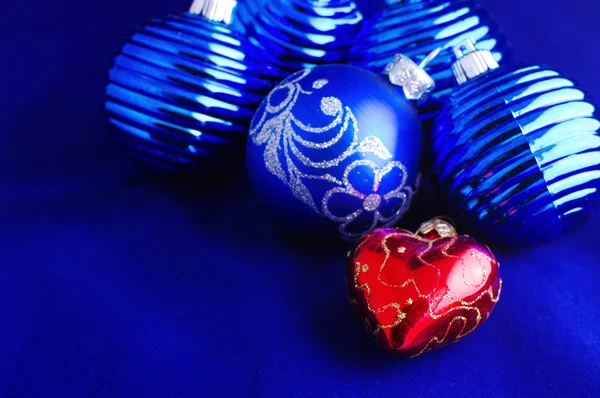 Mavi Noel baubles — Stok fotoğraf