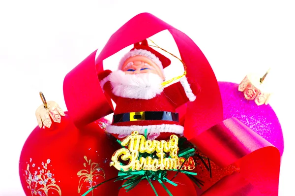 サンタ赤とマゼンタのクリスマス ボールと — ストック写真