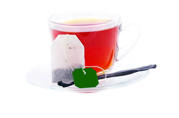 白い背景の上のバニラと緑茶のコップ — ストック写真