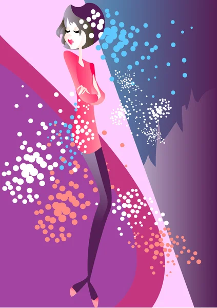 La fille à la discothèque — Image vectorielle