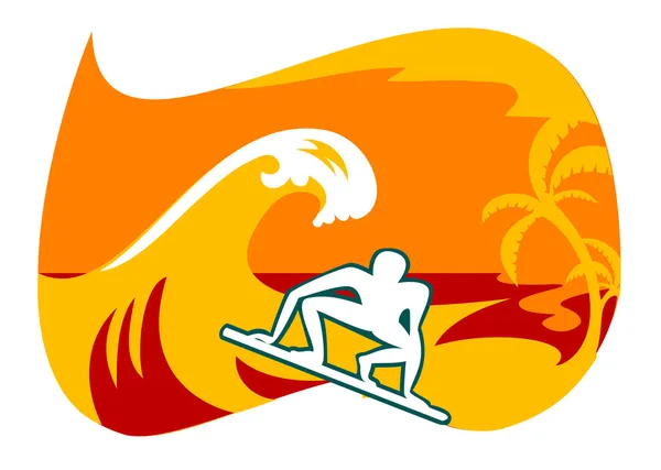 Surfer à Bali — Image vectorielle