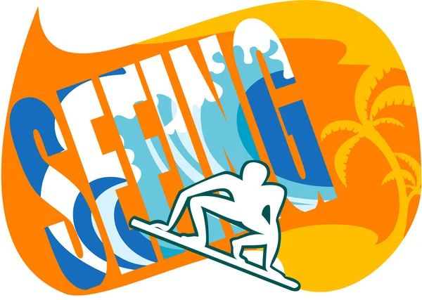 Реклама клуба серфинга — стоковый вектор