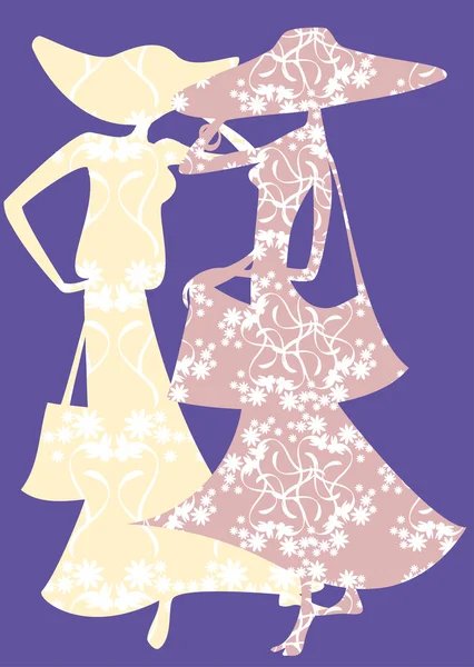 Deux silhouettes féminines — Image vectorielle