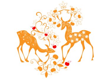 Deer and flowers clipart