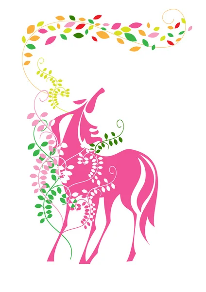 Лошадь и осенние листья — стоковый вектор