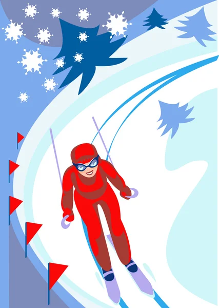Ski _ descente — Image vectorielle