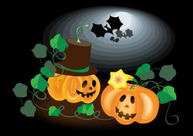 Two lovers pumpkins clipart