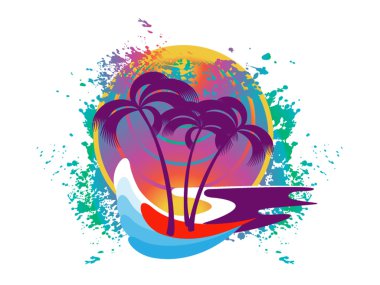 Sunset in the tropics clipart