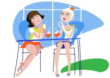 Girlfriend in a cafe clipart