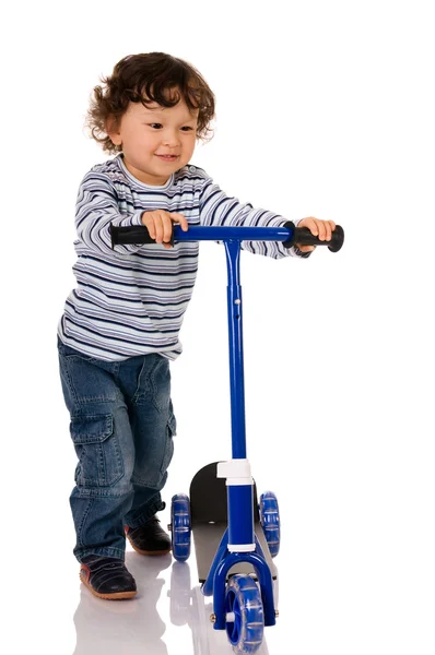Çocuk scooter ile — Stok fotoğraf