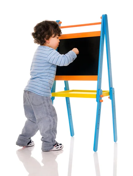 Malý chlapec s tabuli. — Stock fotografie
