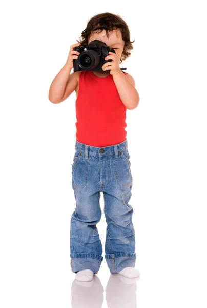 Enfant avec caméra . — Photo