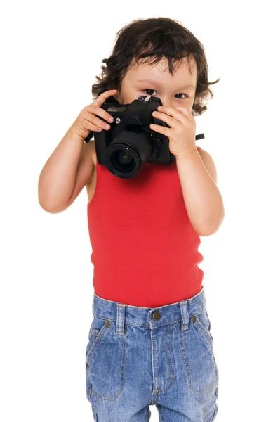 Barn med kamera . – stockfoto