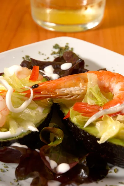 Shrimp avocado salad — Stock Photo, Image