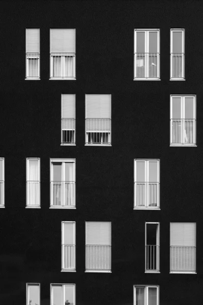 Windows on a Black Wall — Stock Photo, Image