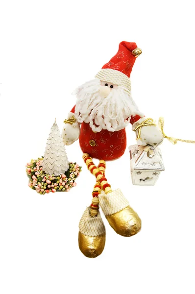 Santa claus speelgoed met kerstboom — Stockfoto