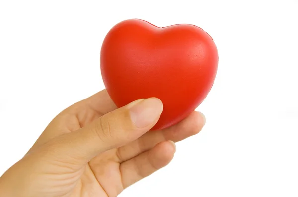 Rood hart in vrouw hand — Stockfoto