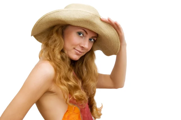 Kvinna i hatt Stockfoto