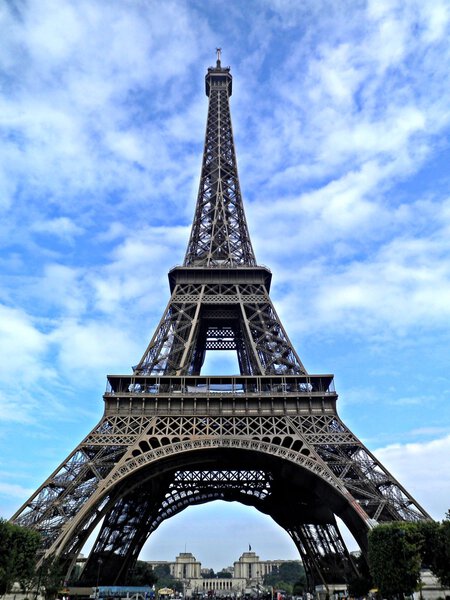 Eiffel tower in Paris on blue sky background