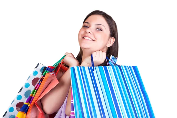 Chica con muchas bolsas de compras — Foto de Stock