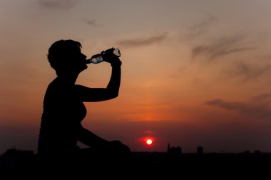 Silhouette drinking clipart