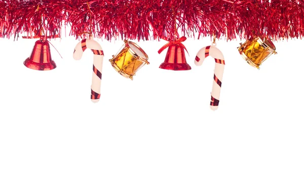 红丝带作为圣诞节的边界 — 图库照片