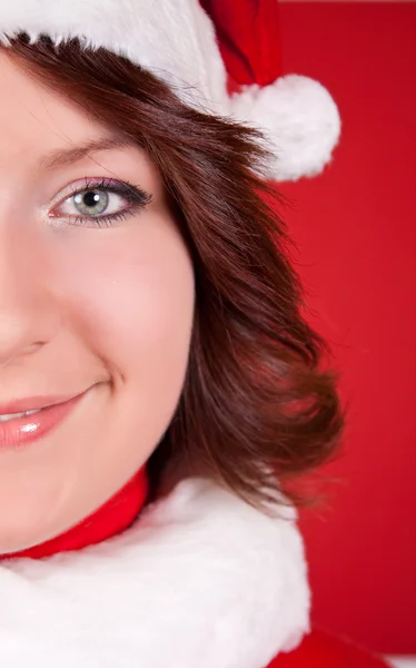 Sevimli Noel Baba kız yakın çekim — Stok fotoğraf