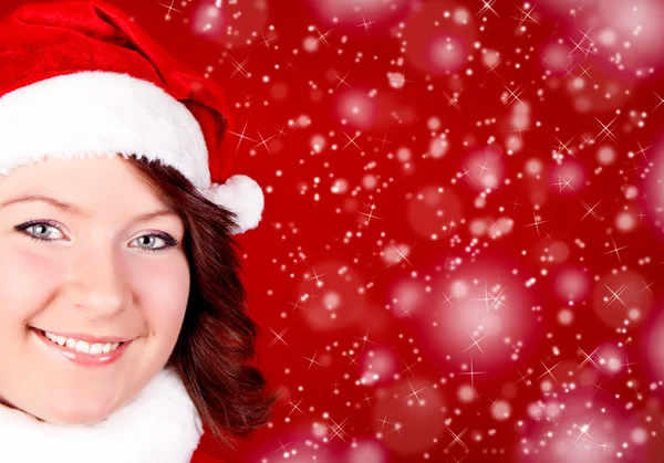 Smiling girl in santa cloth — Stock Photo, Image