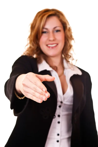 Affärskvinna som ger hennes hand — Stockfoto