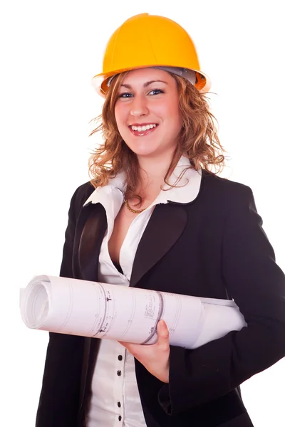 Businesswoman with helmet — Stock Photo, Image